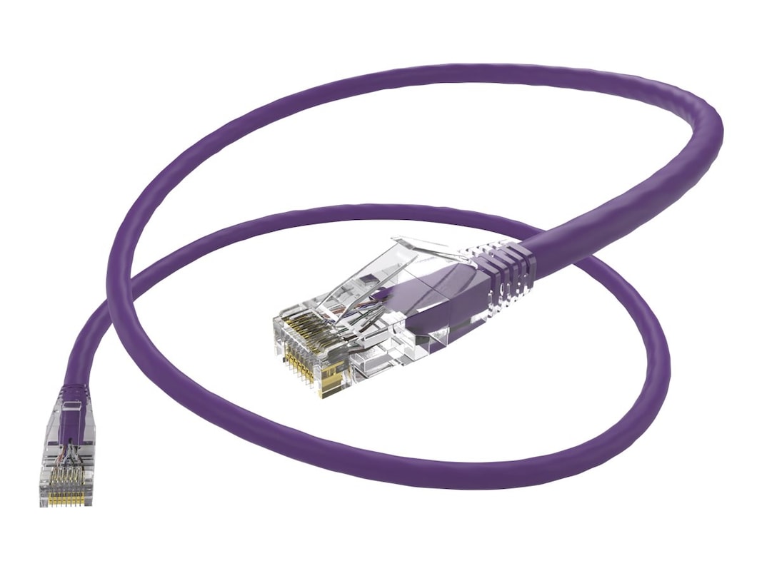 Unirise 12 Foot Cat6 Snagless Clearfit Patch Cable Purple - High Density Cat6 Ul