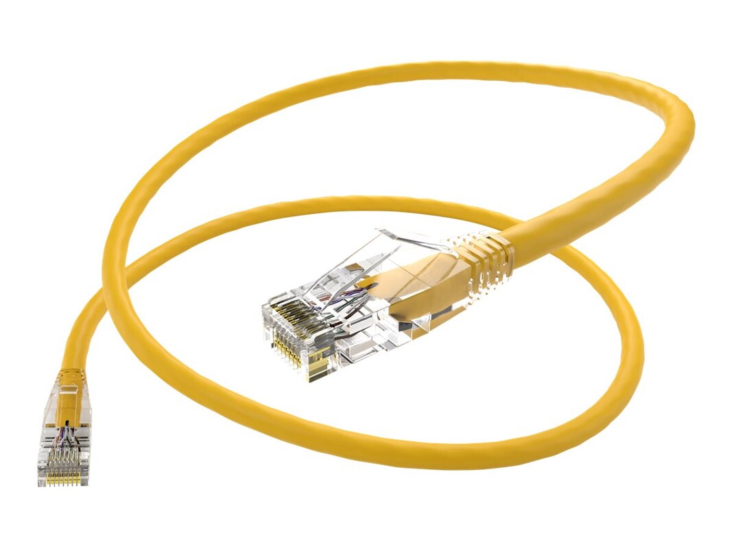 Unirise 12 Foot Cat6 Snagless Clearfit Patch Cable Yellow - High Density Cat6 Ul