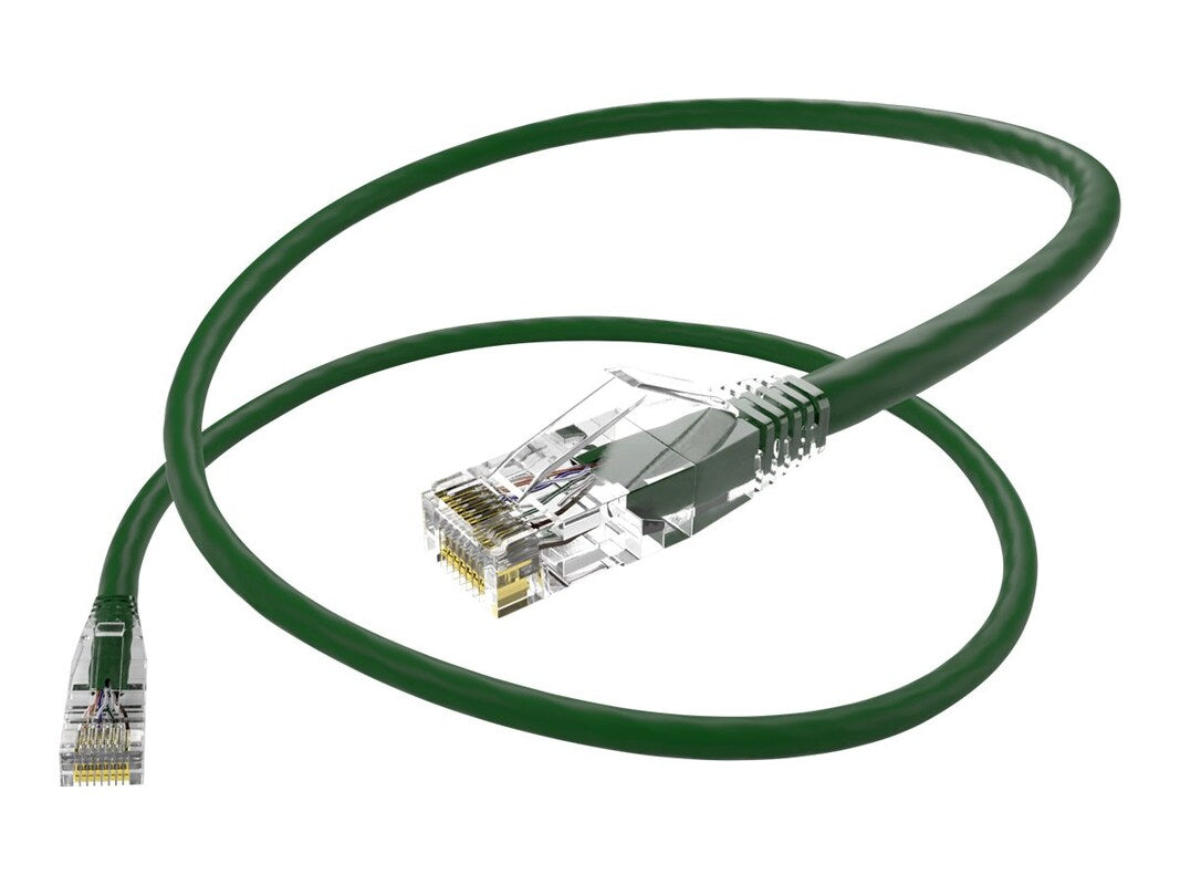 Unirise 2 Foot Cat6 Snagless Clearfit Patch Cable Green - High Density Cat6 Ultr