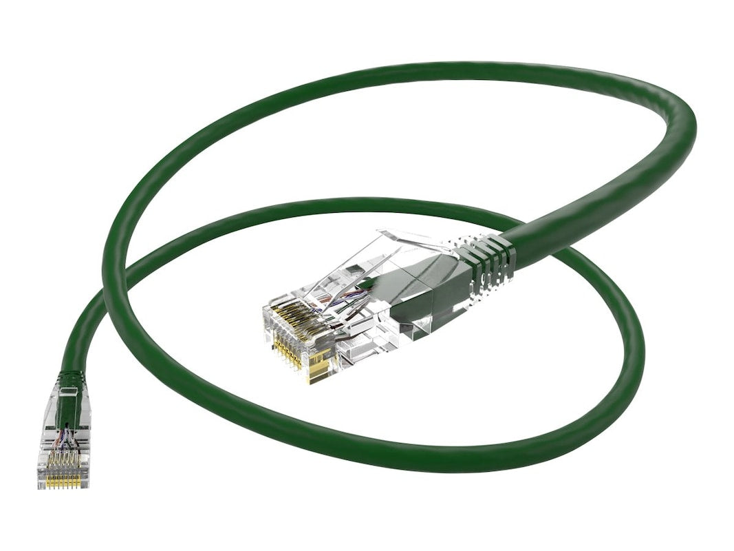 Unirise 20 Foot Cat6 Snagless Clearfit Patch Cable Green - High Density Cat6 Ult