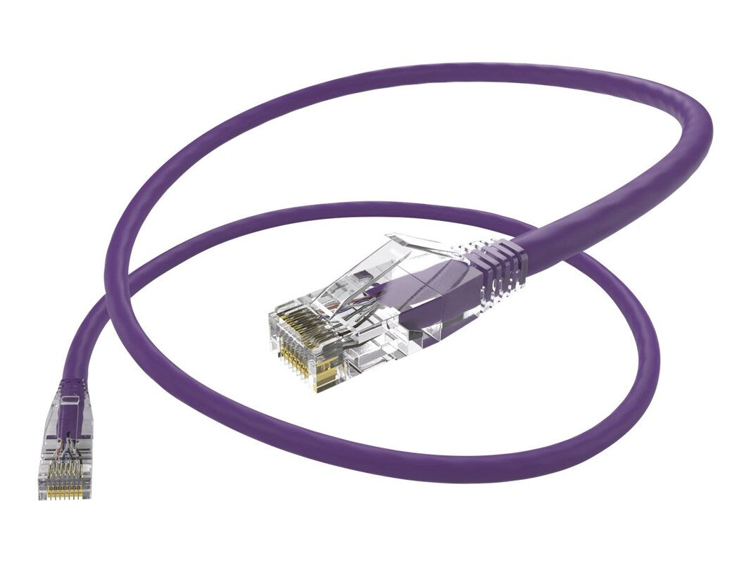 Unirise 20 Foot Cat6 Snagless Clearfit Patch Cable Purple - High Density Cat6 Ul