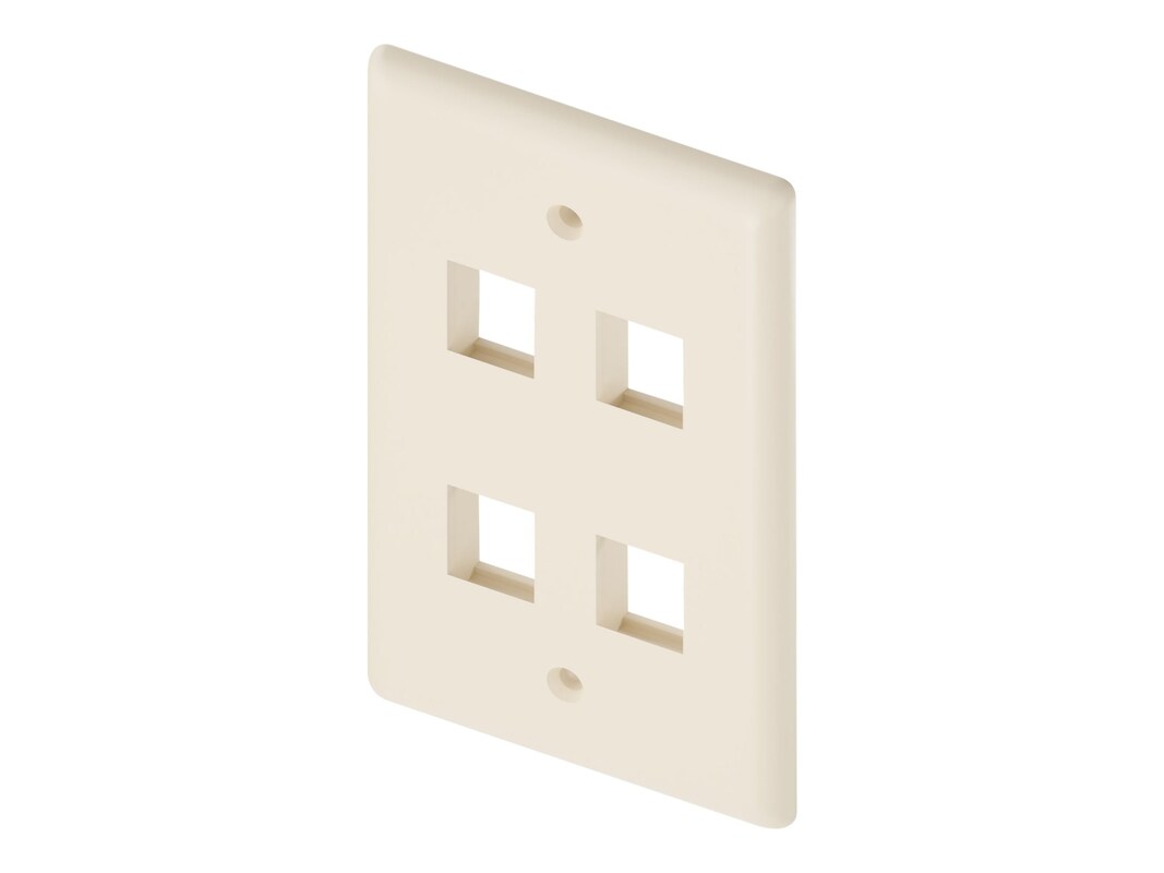 Unirise 4Port Wall Plate, Single Gang, Ivory WP-4P-IVY