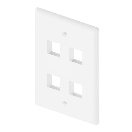 Unirise 4Port Wall Plate, Single Gang, White WP-4P-WHT