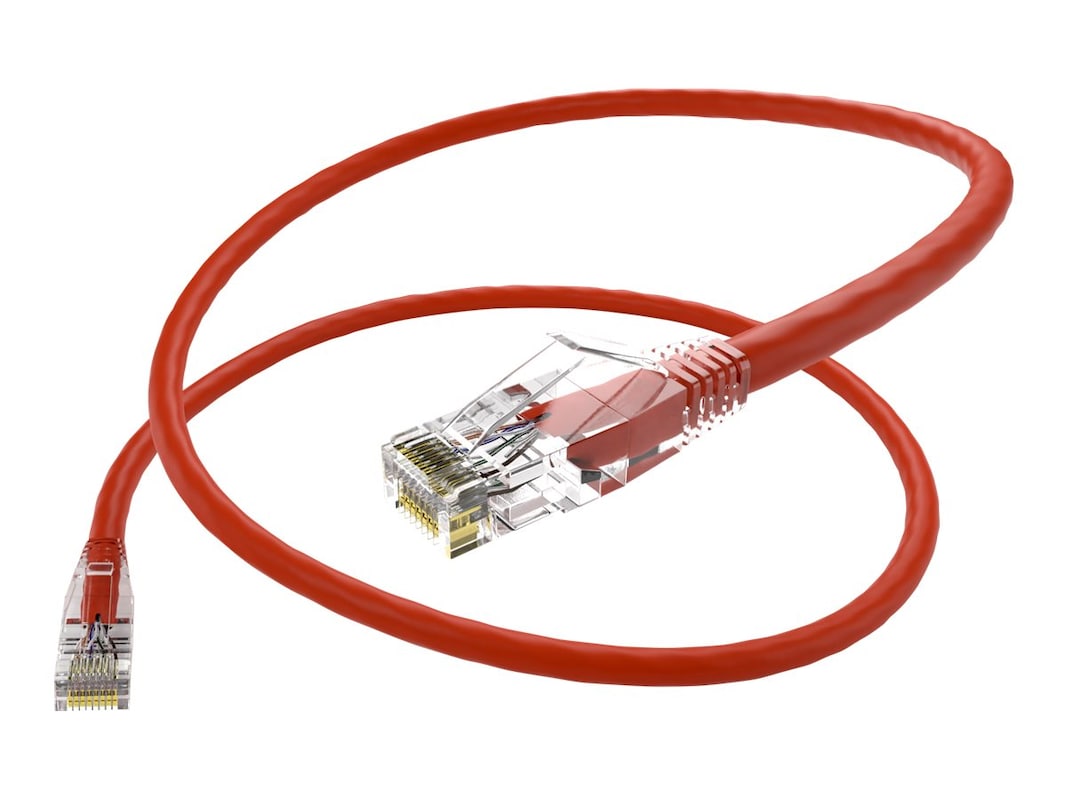 Unirise 5 Foot Cat6 Snagless Clearfit Patch Cable Red - High Density Cat6 Ultra