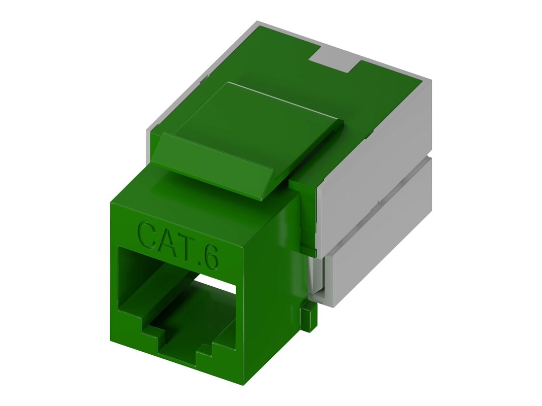 Unirise Cat6 Keystone Jack 110 Type Punch Down, Green KEYC6-GRN