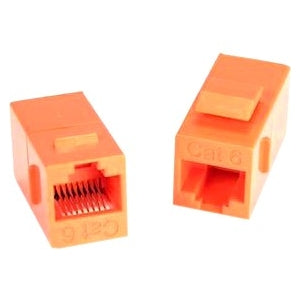 Unirise Cat6 RJ45 Keystone In-line Coupler, Orange C6-CPLR-ORG