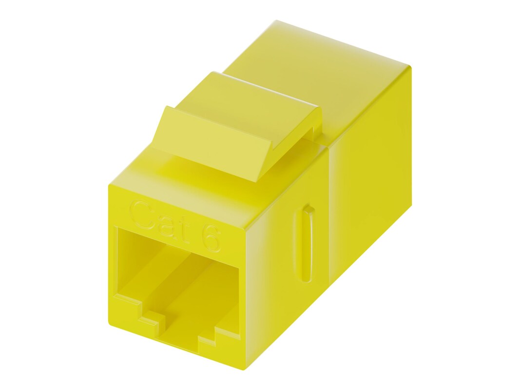 Unirise Cat6 RJ45 Keystone In-line Coupler, Yellow C6-CPLR-YLW