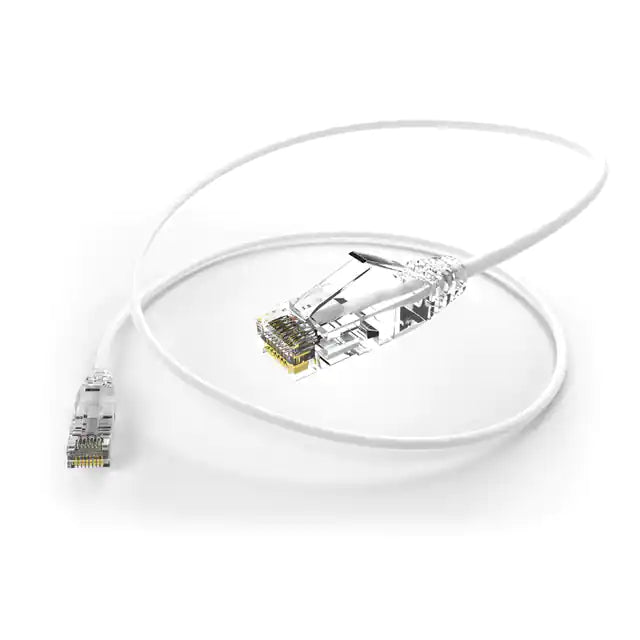 Unirise Clearfit Slim Cat6 Patch Cable, Snagless, White, 4ft CS6-04F-WHT