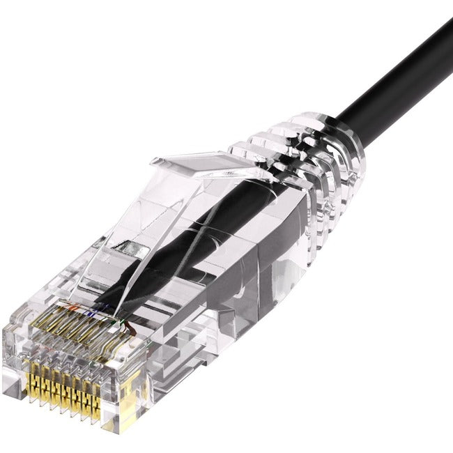 Unirise Clearfit Slim&trade; Cat6A 28AWG Patch Cable, Snagless, Black, 8ft CS6A-08F-BLK
