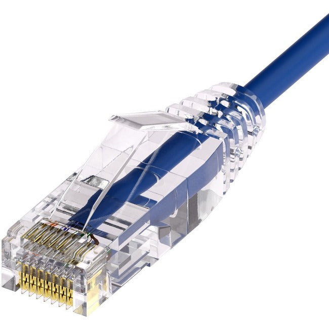 Unirise Clearfit Slim&trade; Cat6A 28AWG Patch Cable, Snagless, Blue, 7ft CS6A-07F-BLU