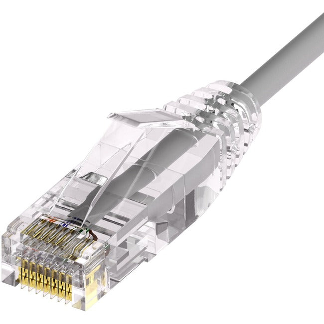 Unirise Clearfit Slim&trade; Cat6A 28AWG Patch Cable, Snagless, Gray, 1ft CS6A-01F-GRY