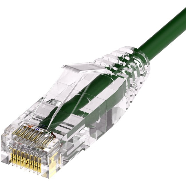 Unirise Clearfit Slim&trade; Cat6A 28AWG Patch Cable, Snagless, Green, 1ft CS6A-01F-GRN