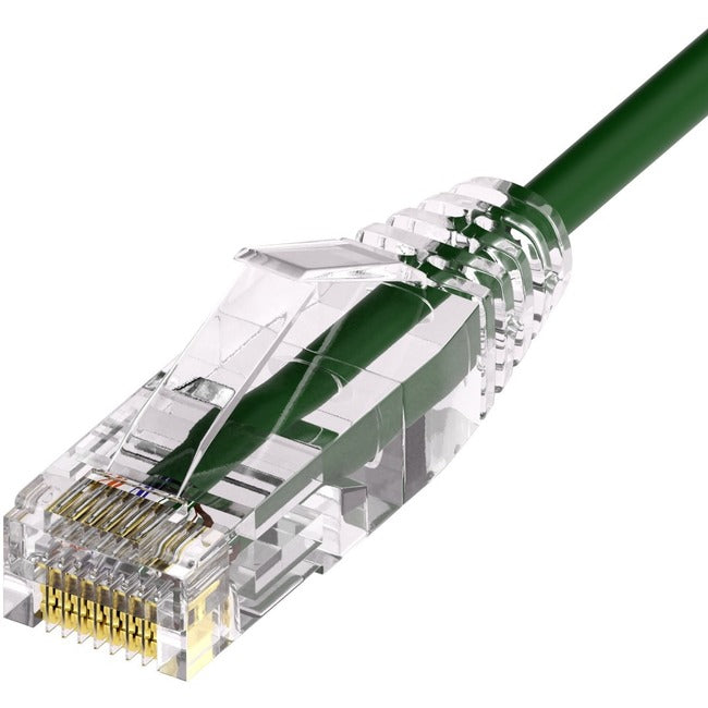Unirise Clearfit Slim&trade; Cat6A 28AWG Patch Cable, Snagless, Green, 3ft CS6A-03F-GRN