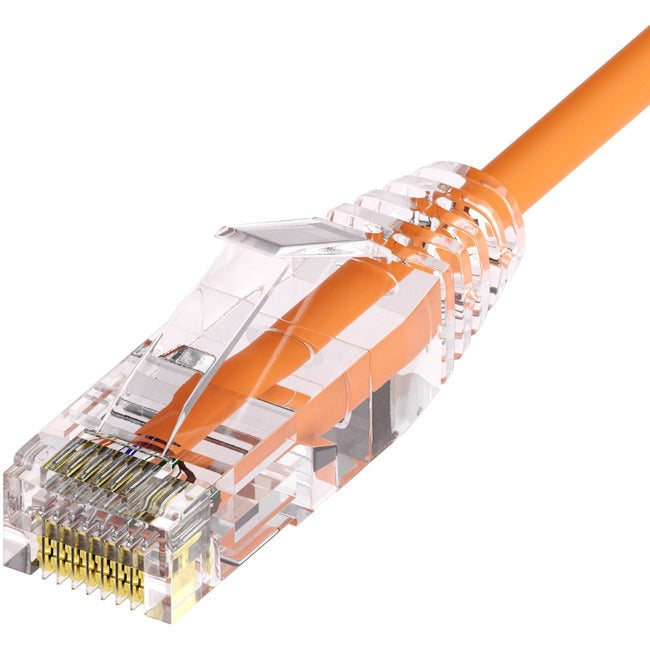 Unirise Clearfit Slim&trade; Cat6A 28AWG Patch Cable, Snagless, Orange, 1ft CS6A-01F-ORG