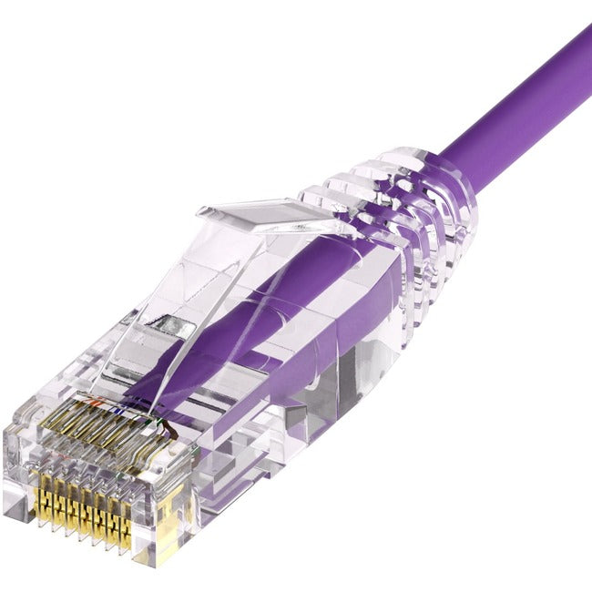Unirise Clearfit Slim&trade; Cat6A 28AWG Patch Cable, Snagless, Purple, 1ft CS6A-01F-PUR