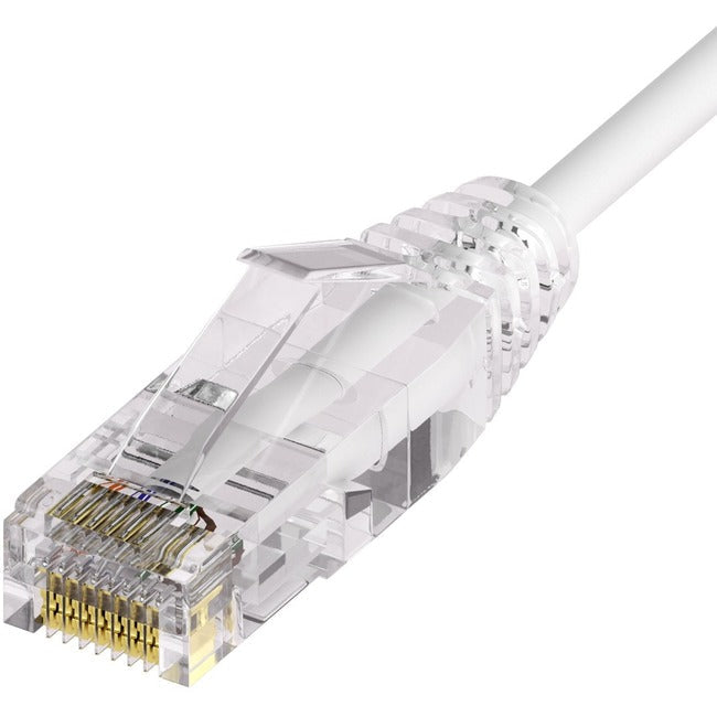 Unirise Clearfit Slim&trade; Cat6A 28AWG Patch Cable, Snagless, White, 2ft CS6A-02F-WHT