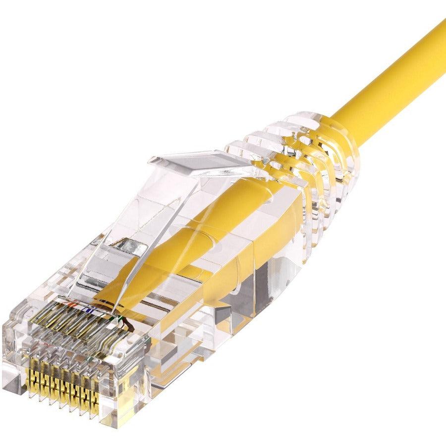 Unirise Clearfit Slim&trade; Cat6A 28AWG Patch Cable, Snagless, Yellow, 3ft