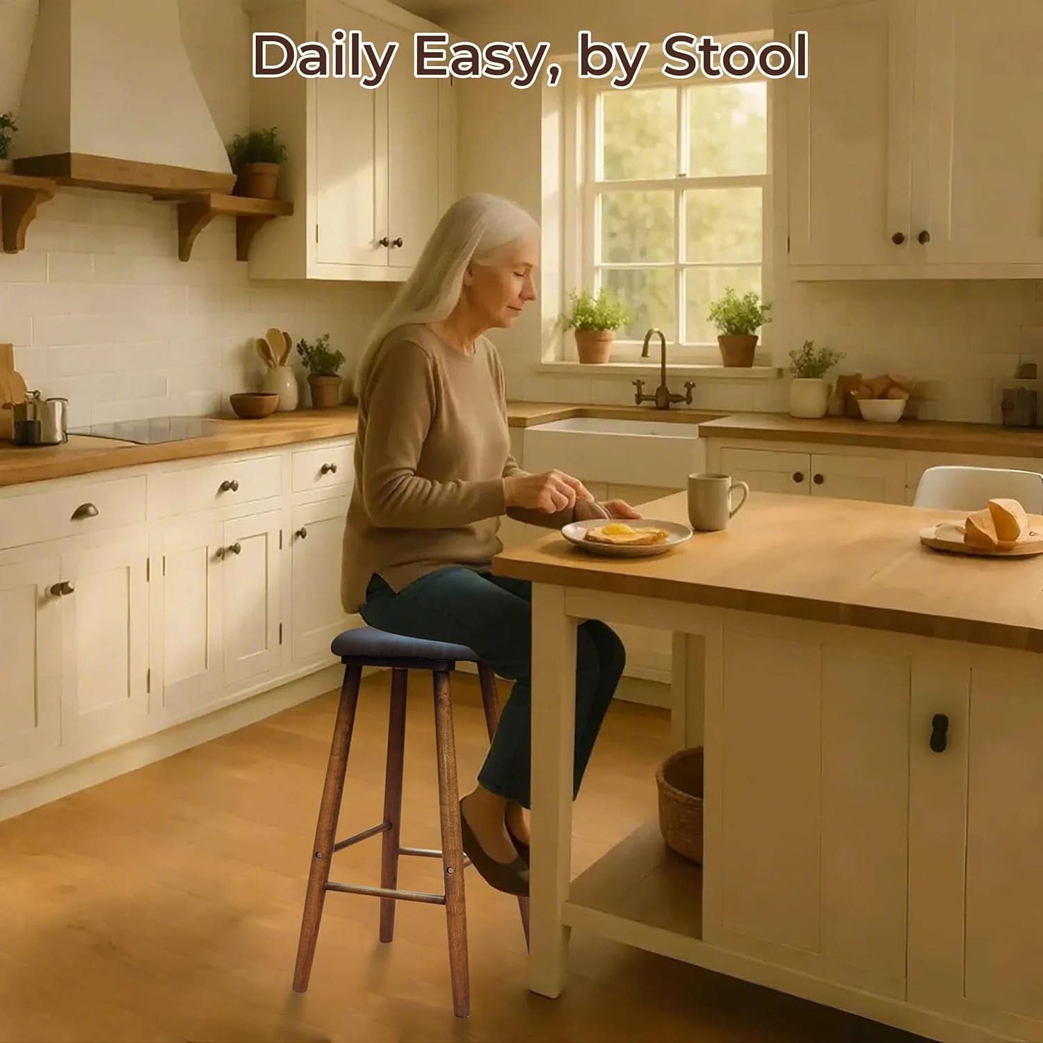 Upholstered Bar Stool 30 Inch Backless Kitchen Island