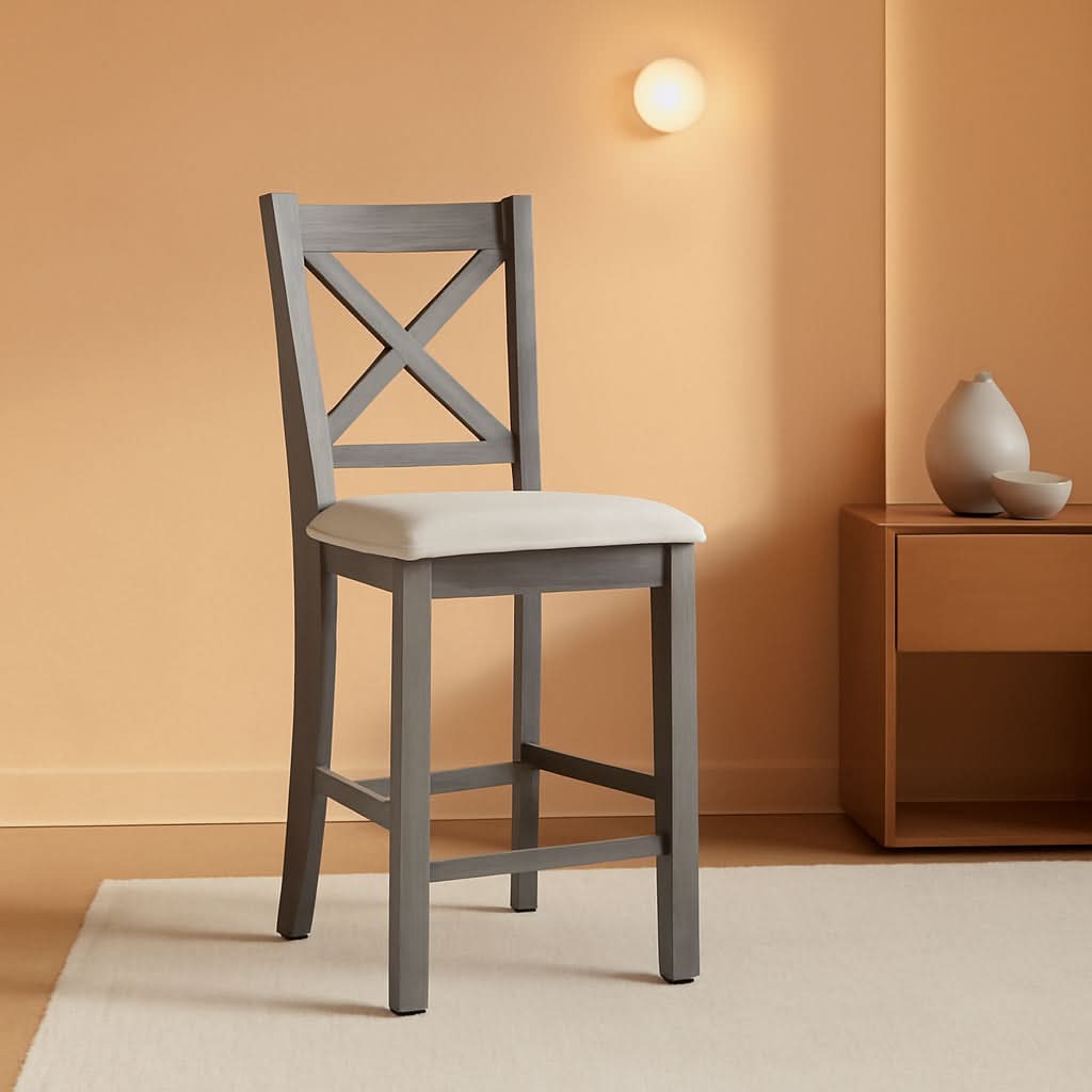 Upholstered Counter Height Bar Stools Set Of 4 Light Brown