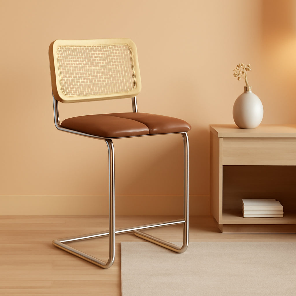 Upholstered PU Leather Bar Stools Set of Two