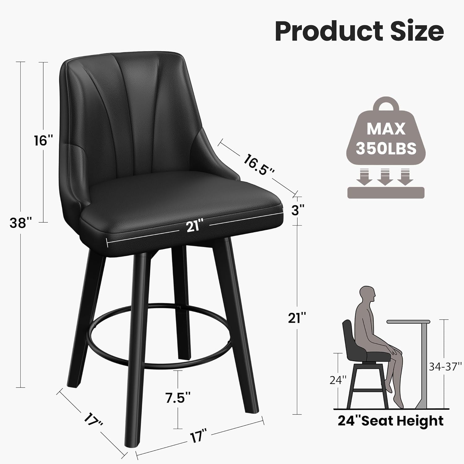 Upholstered Swivel Bar Stool Set of Four Chairs