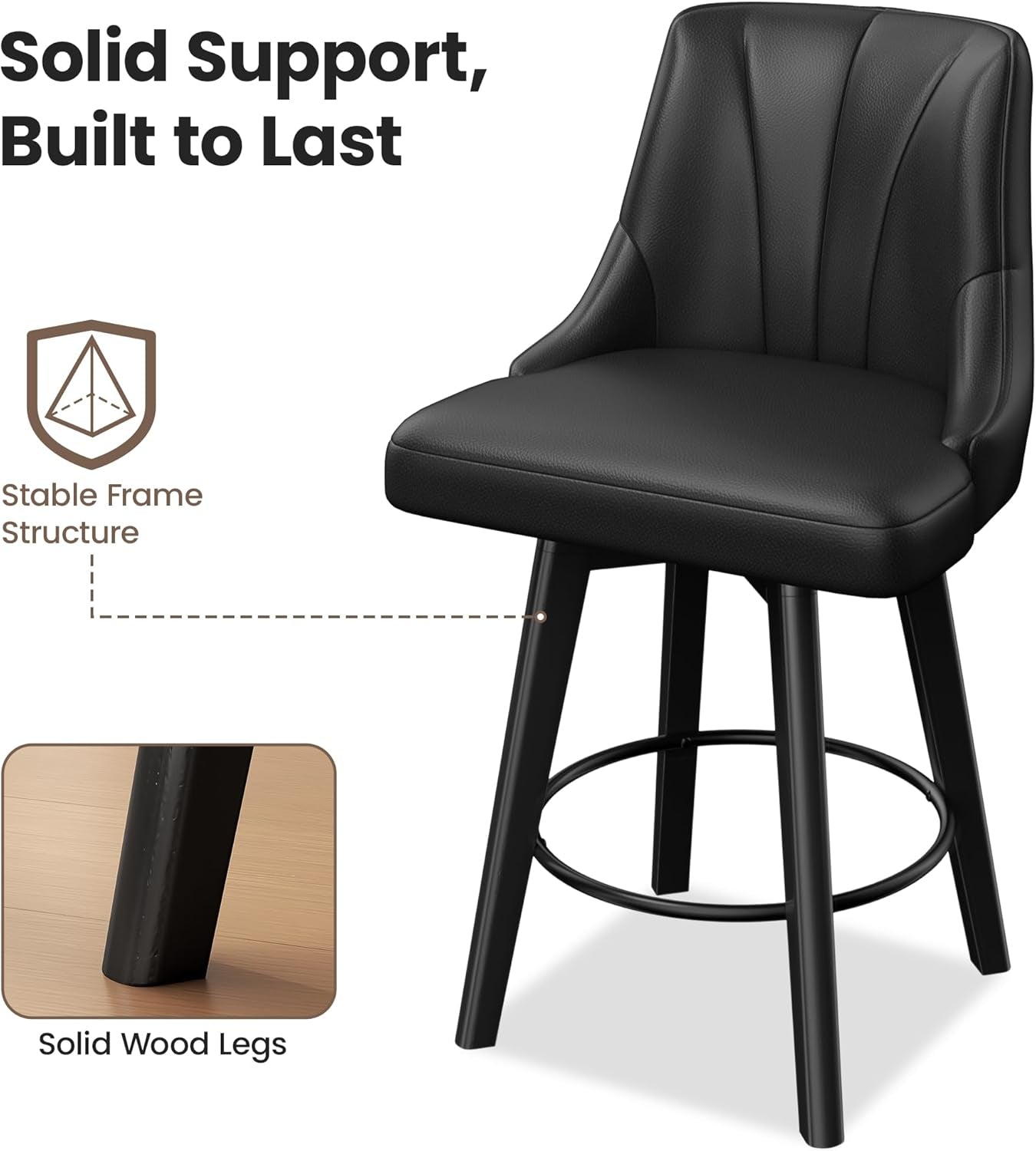Upholstered Swivel Bar Stool Set of Four Chairs