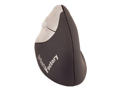 Urban Factory Ergonomic - Vertical mouse - left-handed - laser - 4 buttons - wireless - 2.4 GHz - USB wireless receiver - gray EML20UF-N