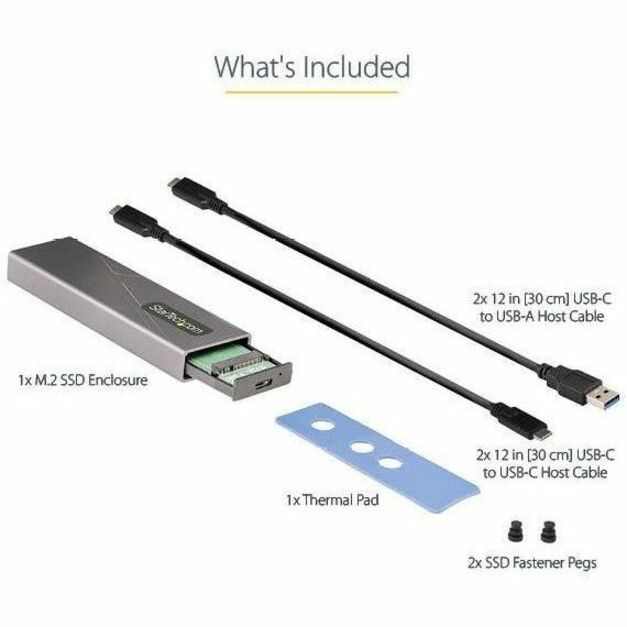 Usb-C 10Gbps To M.2 Nvme Or M.2 Sata Ssd Enclosure, Tool-Free M.2 Pcie/Sata Ssd Aluminum Enclosure, Usb-C & Usb-A Host Cables