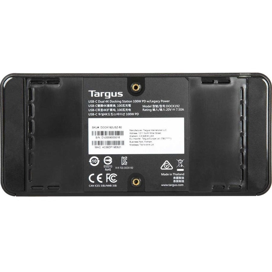 Targus USB-C Universal DV4K Docking Station with 100W Power Delivery DOCK182USZ