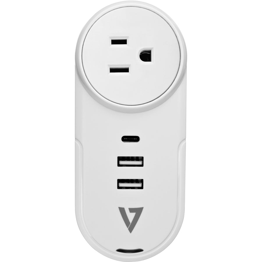 V7 1 Outlet, Rotating Travel Surge 400J W/Usb-C