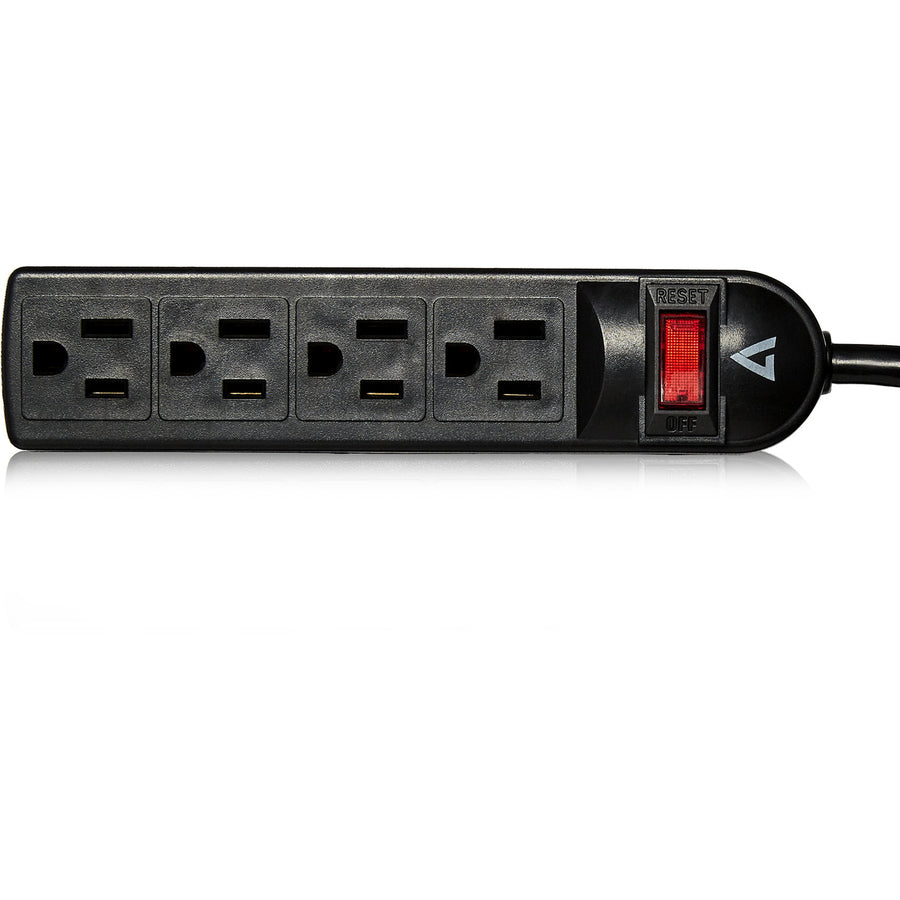 V7 4-Outlet Home/Office Surge Protector, 450 Joules - Black