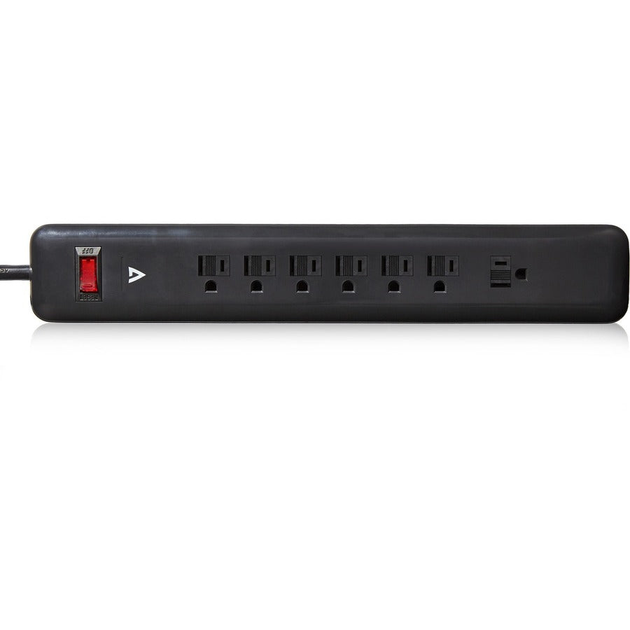 V7 7-Outlet Home/Office Surge Protector, 1200 Joules - Black