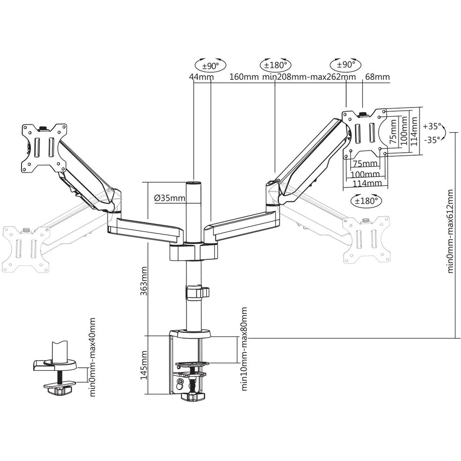 V7 Dm1Dta-1N Desk Mount For Monitor - Silver