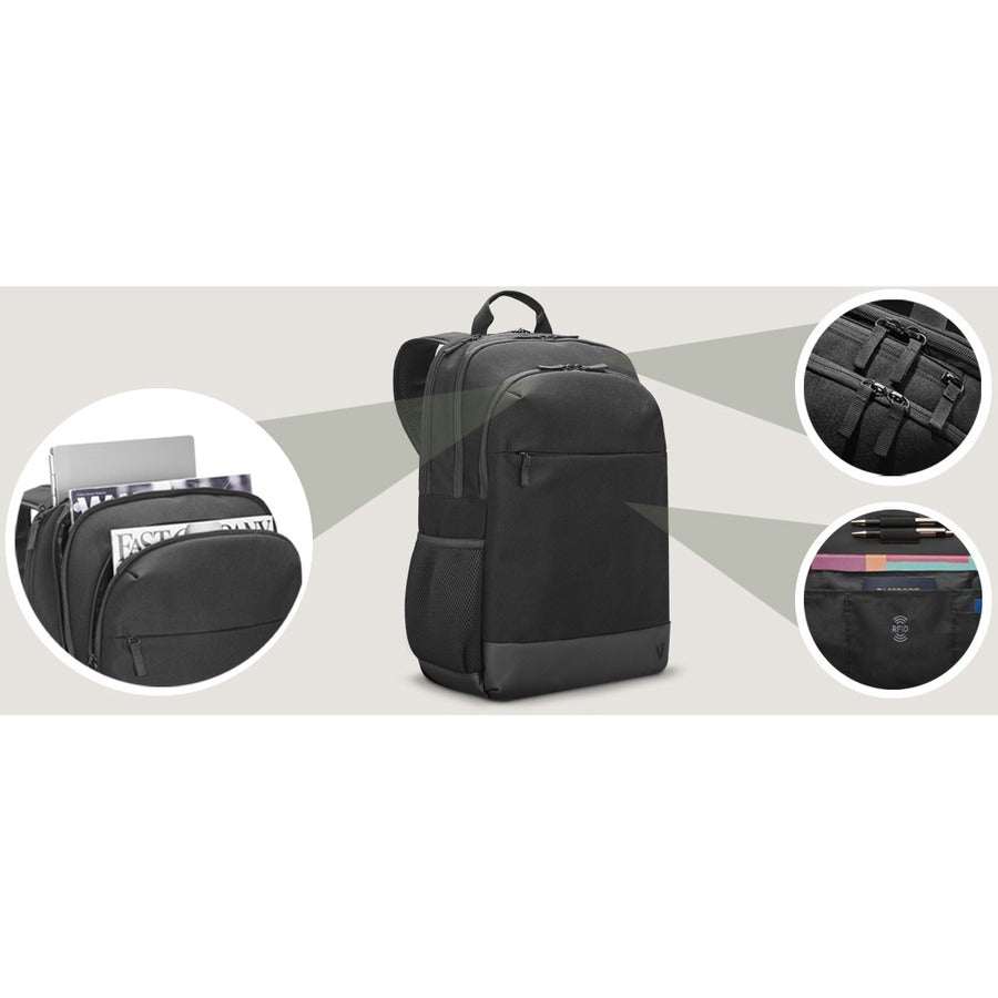 V7 Eco-Friendly CBP17-ECO-BLK Carrying Case (Backpack) for 17 to 17.3" Notebook - Black"