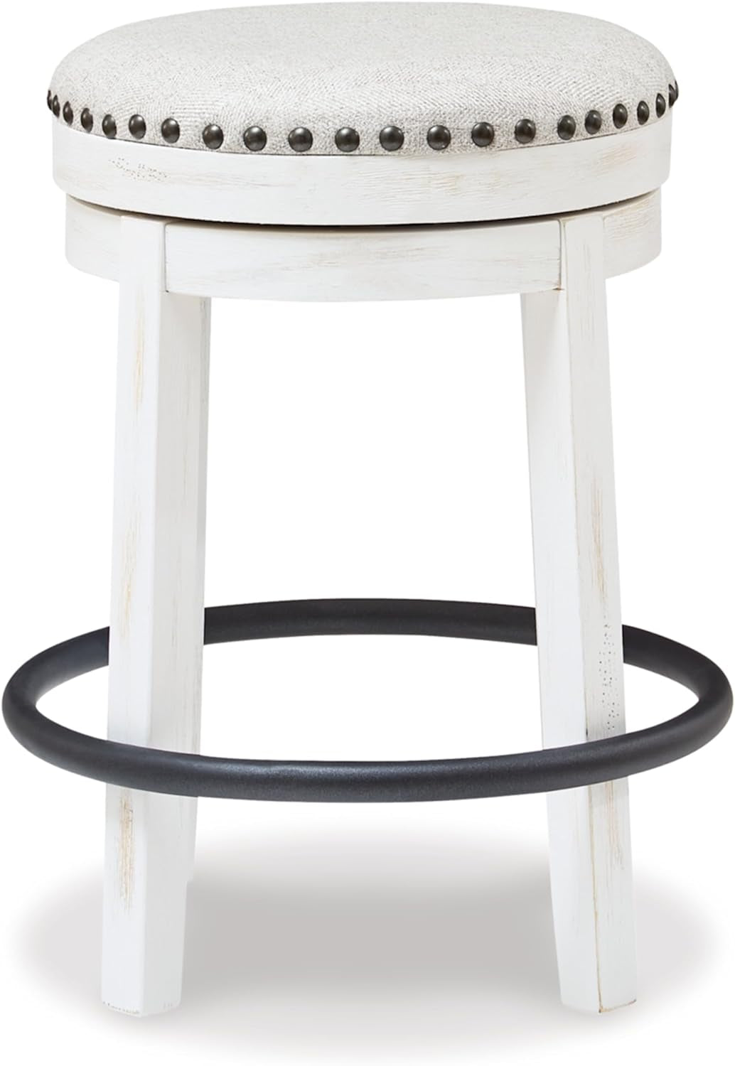 Valebeck 24Inch Counter Height Swivel Stool White Black