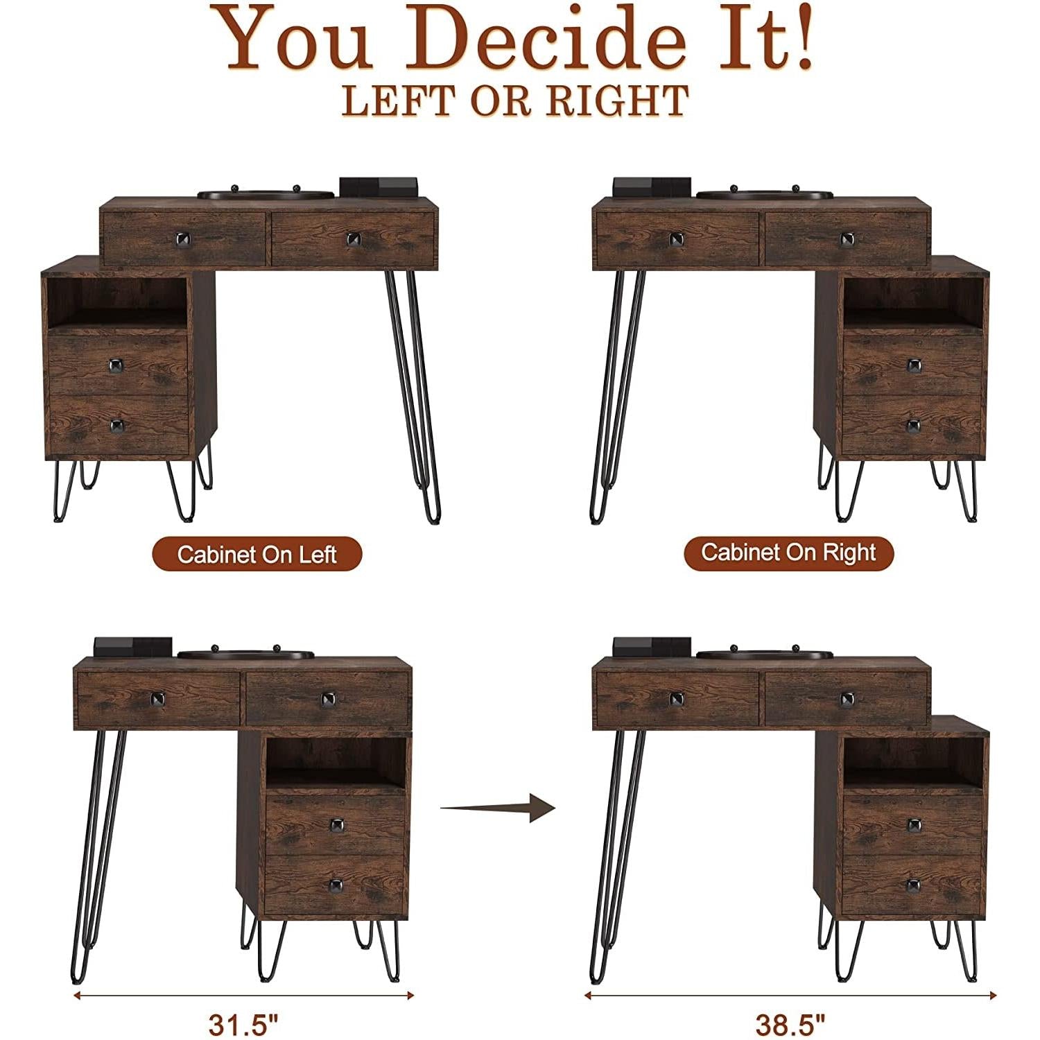 Vanity Desk Set With Drawers And LED Lighted Mirror