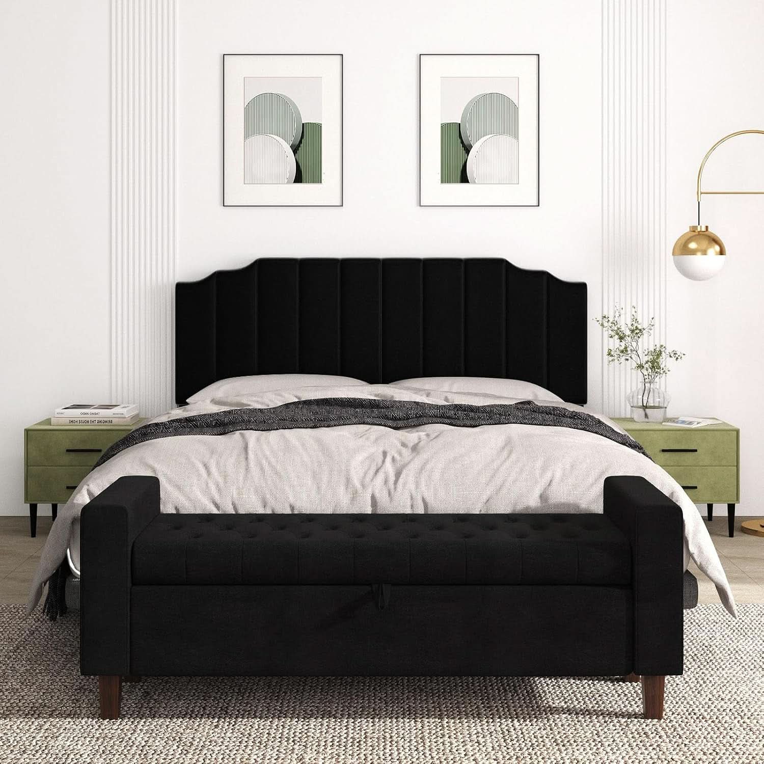 Velvet King Size Wall Mounted Headboard for Adjustable Beds