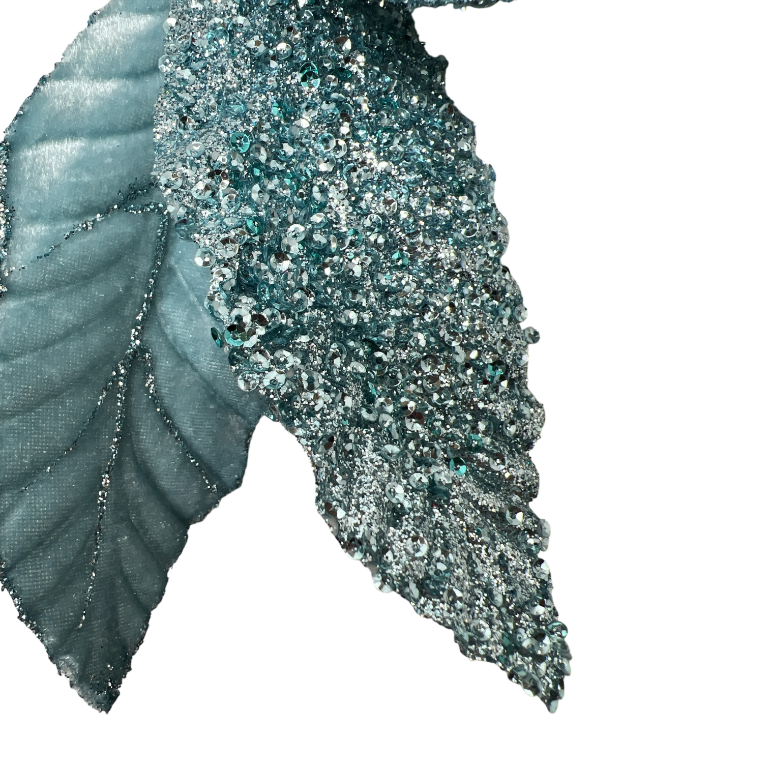 Velvet Poinsettia Stem - Turquoise Glitz