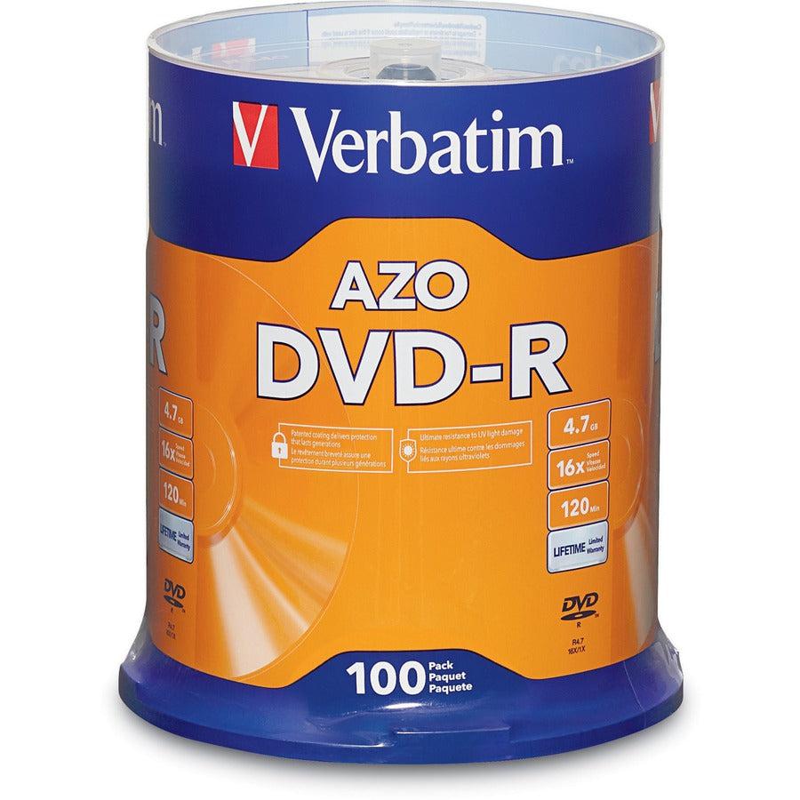 Verbatim 95102 Dvd Recordable Media - Dvd-R - 16X - 4.70 Gb - 100 Pack Spindle