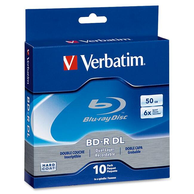 Verbatim Bd-R Dl 50Gb 6X With Branded Surface-10Pk Spindle Box