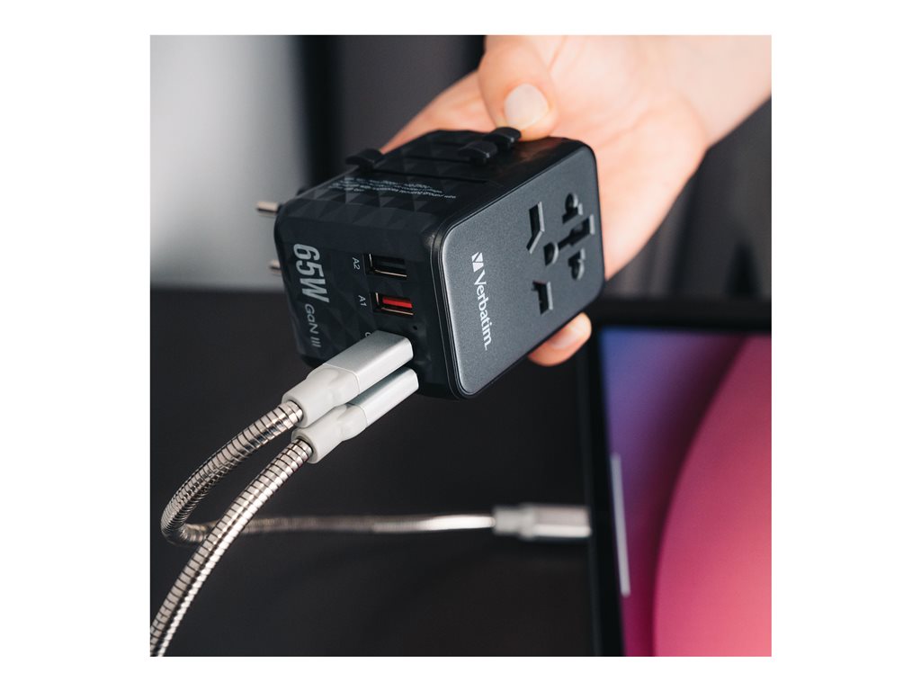Verbatim UTA-05 - Power adapter - GaN III, universal - 65 Watt - 5 A - PD 3.0, QC 4+, QC 3.0, Fast Charge, Super Charge,
