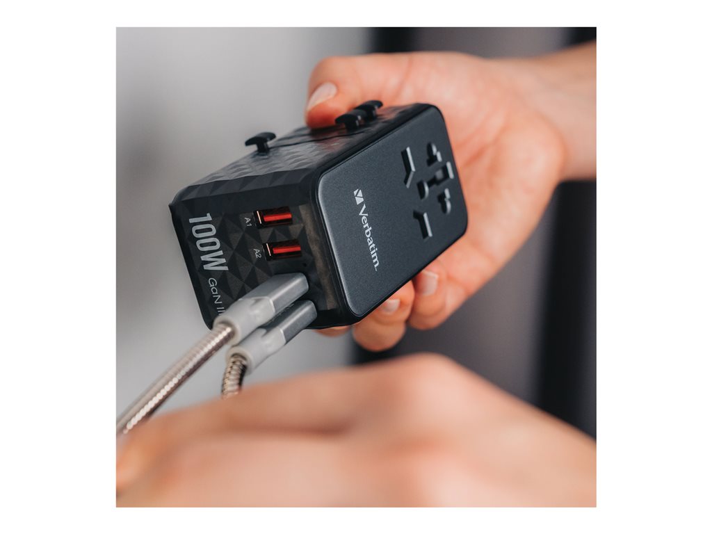 Verbatim UTA-06 - Power adapter - GaN III, universal - 100 Watt - 5 A - PD 3.0, QC 4+, QC 3.0, Fast Charge, Super