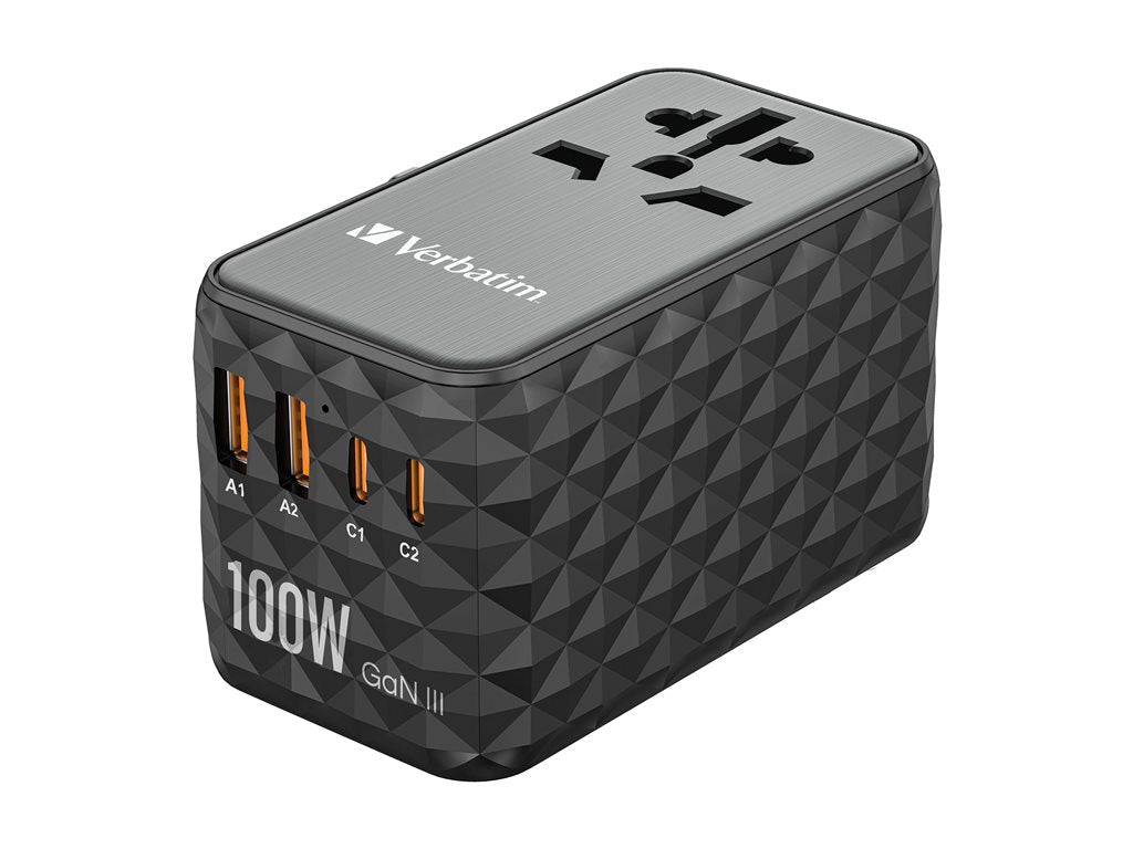 Verbatim UTA-06 - Power adapter - GaN III, universal - 100 Watt - 5 A - PD 3.0, QC 4+, QC 3.0, Fast Charge, Super