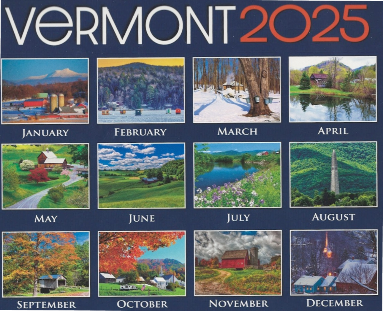 Vermont 2025 Mini Wall Calendar