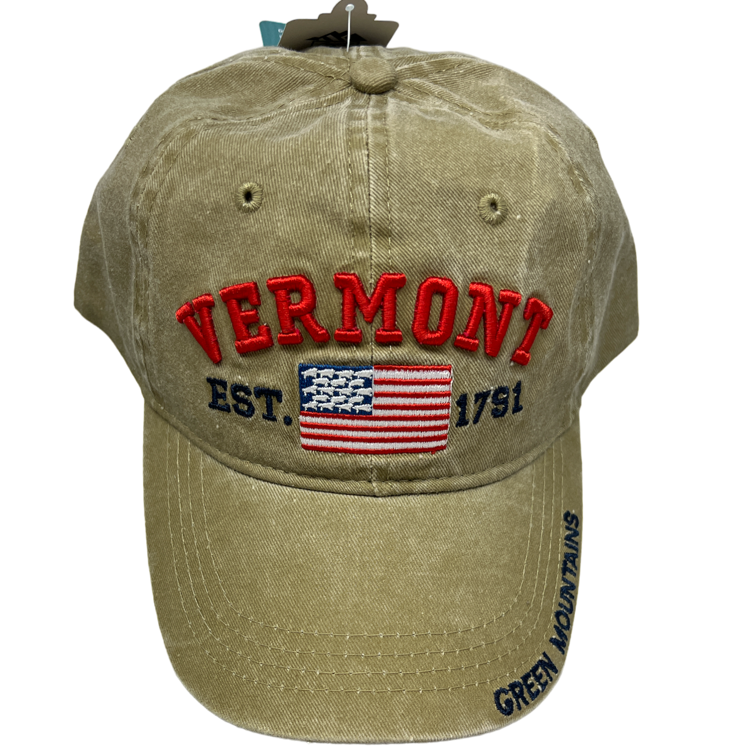 Vermont Est 1791 Hat Wiith Flag - Khaki