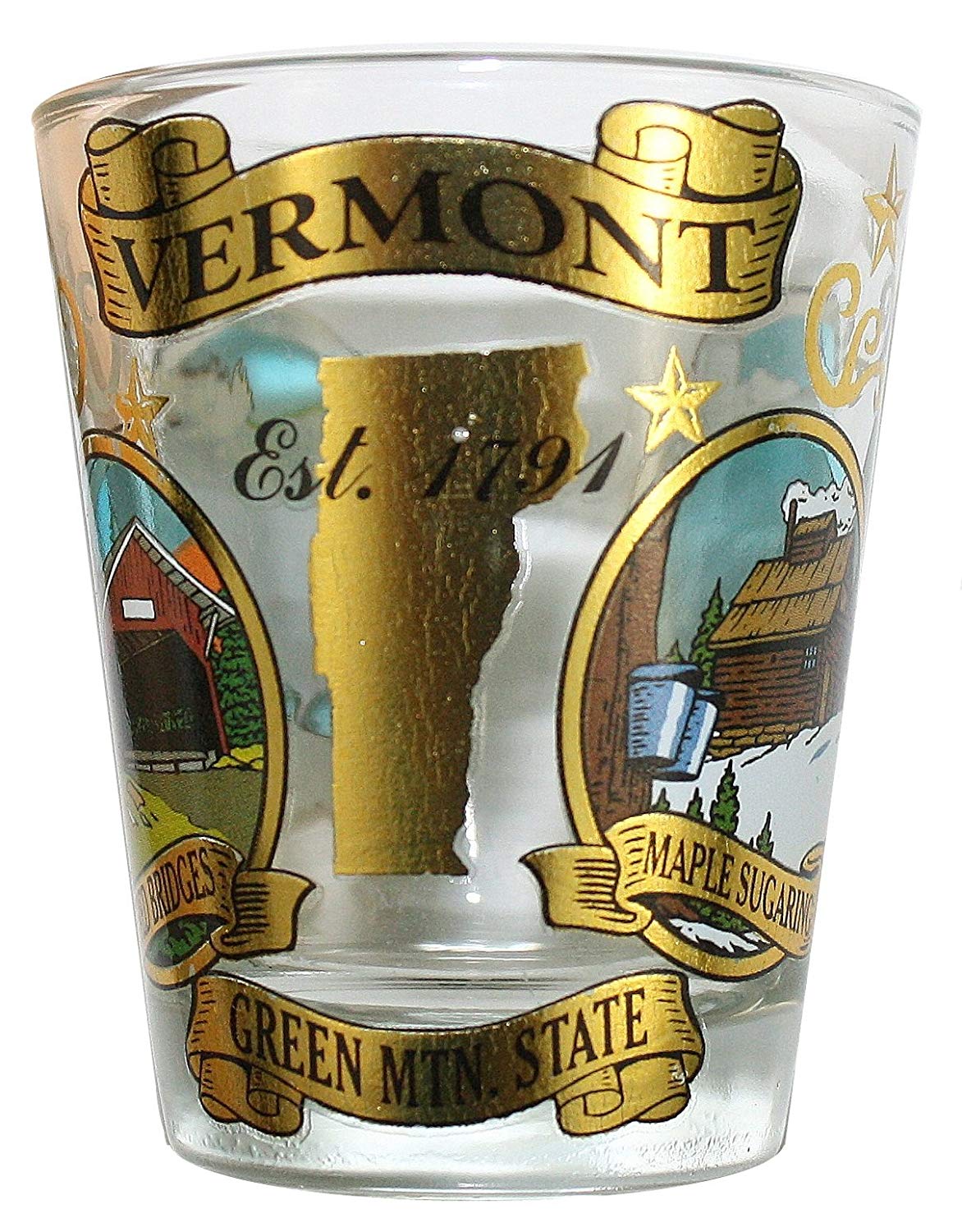 Vermont Four Icon Shot Glass