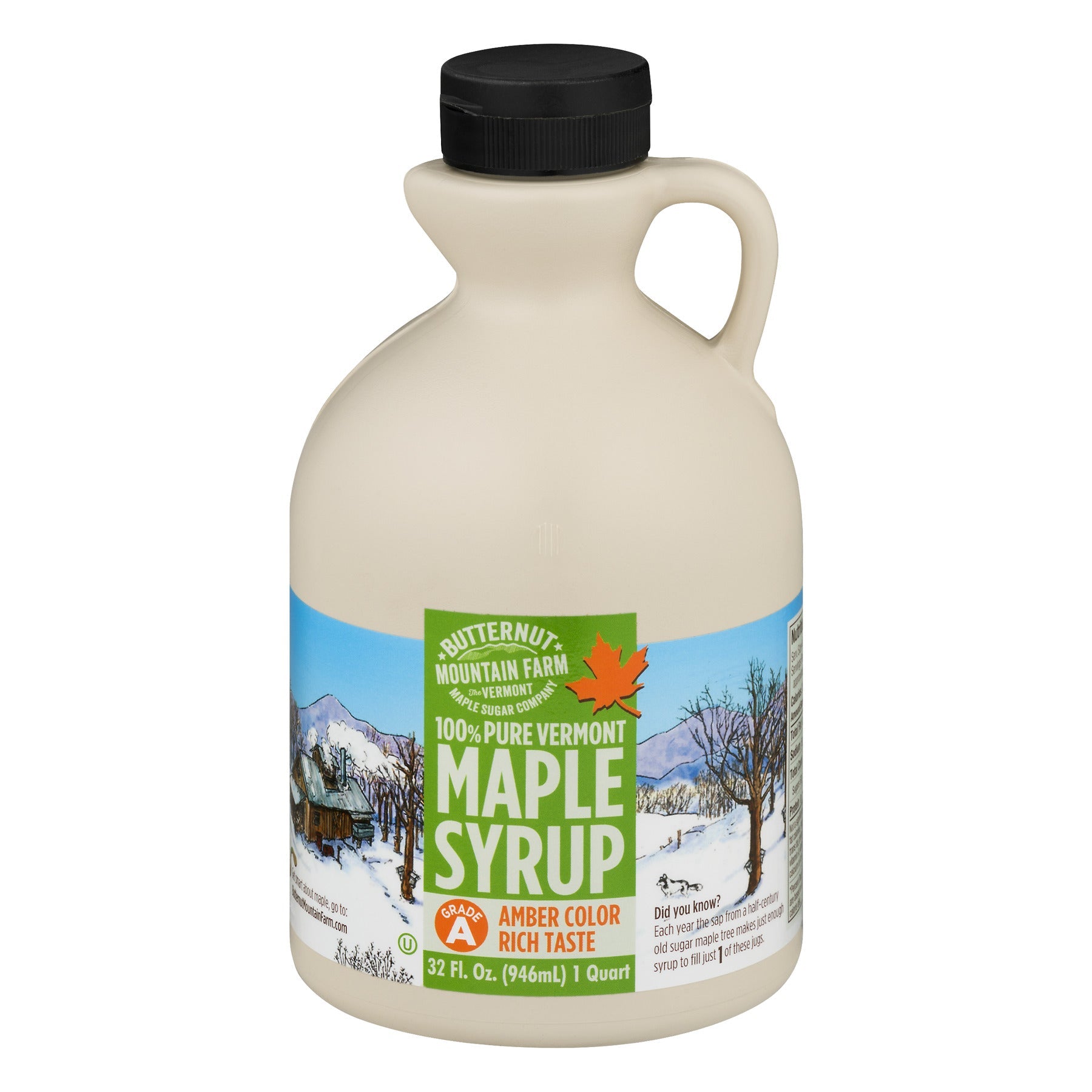 Vermont Maple Syrup Grade A Amber Color Rich Taste - 1 Quart Plastic Jug