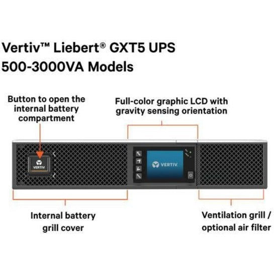 Vertiv Liebert GXT5 TAA UPS with RDU101 Card - 3000VA/2700W 120V Rack/Tower - 2U | Double