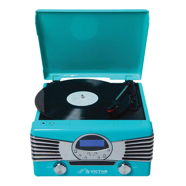 Victor VHRP-1400-TQ Diner Dual-Bluetooth Belt-Drive 7-in-1 Music Center with