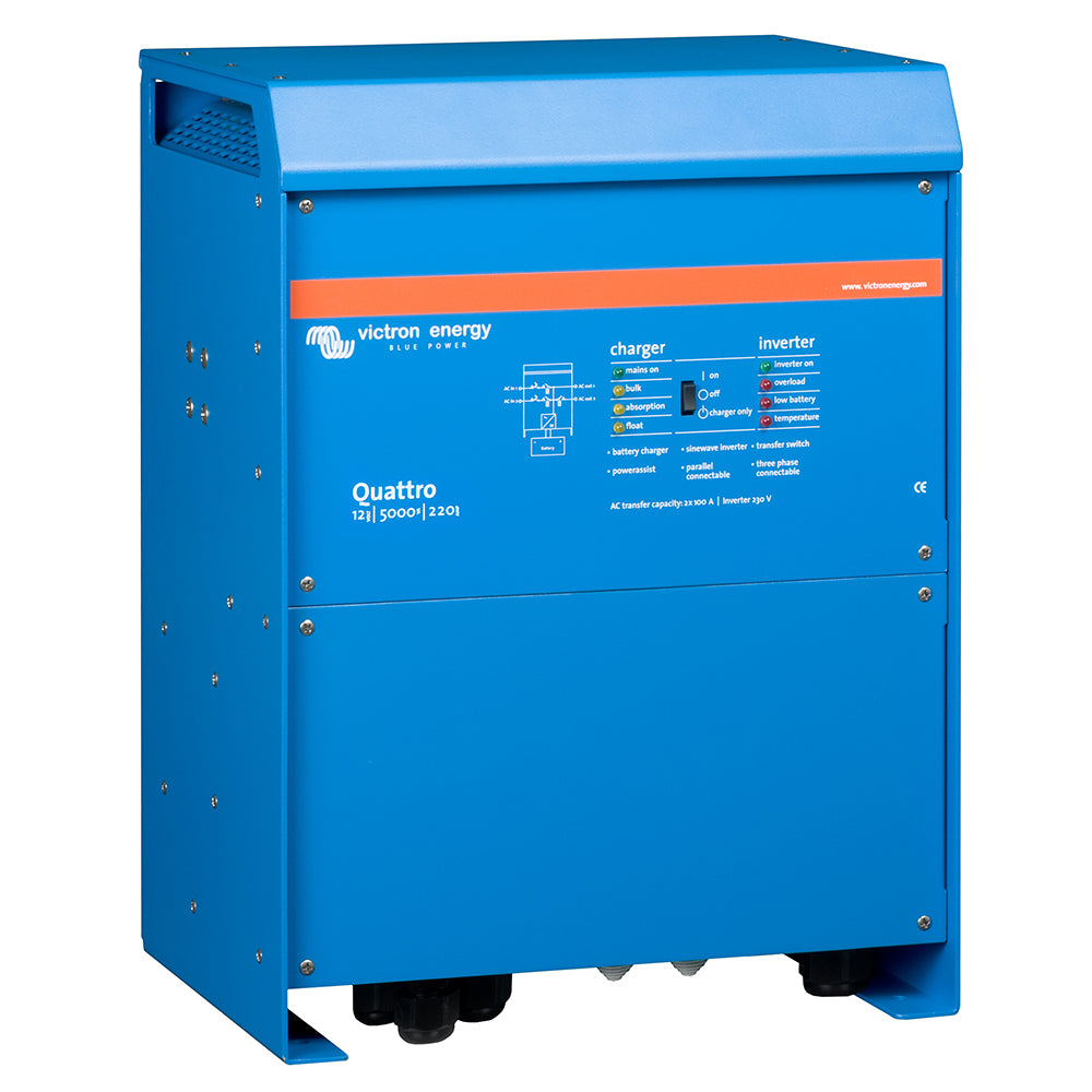 Victron Quattro Inverter/Charger 12 VDC - 5000W -Dual 100AMP 120VAC Inputs - Auto Transfer